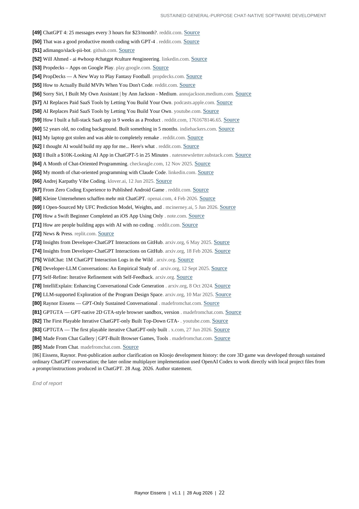 Sustained General-Purpose Chat-Native Software Development page 22
