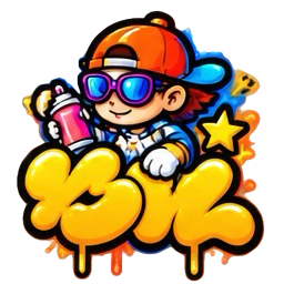 KLOOJO graffiti with orange cap and spray can